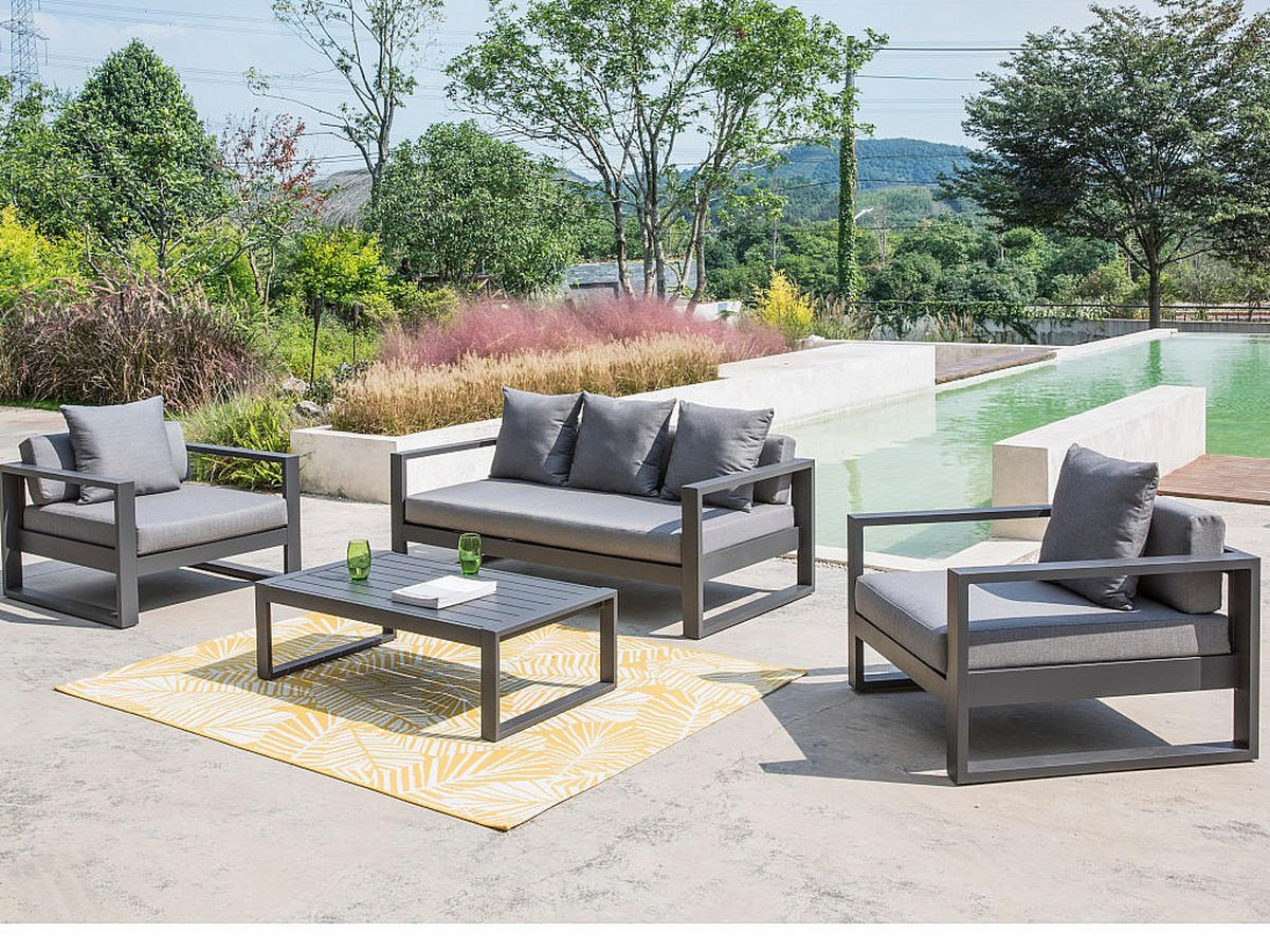 GARTENSESSEL - 2 -Sitzer - Aluminium - anthrazitgrau - MOLOKAI - Anthrazit, Metall (90/60.5/90cm) - Vente-Unique