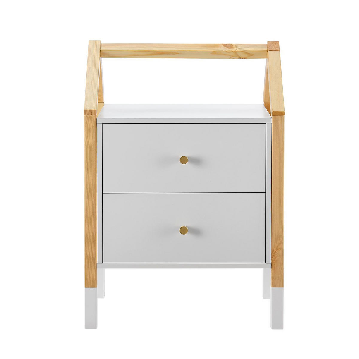 NACHTTISCH Enny mit 2 Schubladen Kinder - Weiß, Holz (30/55/46cm) - Juskys