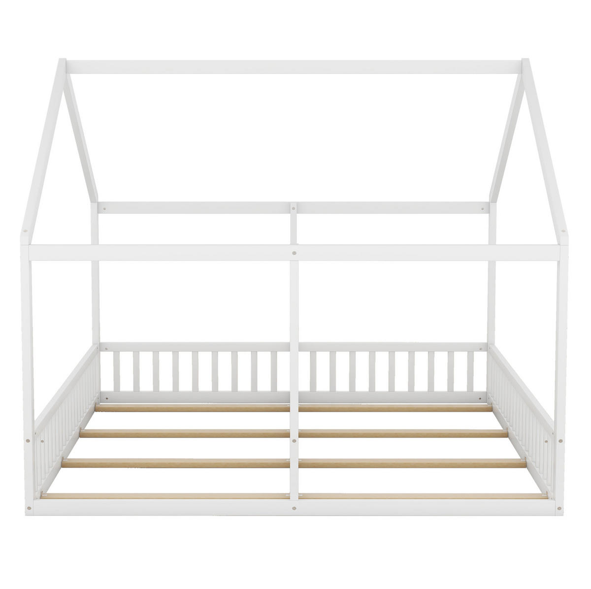 KINDERBETT aus Kiefernholz und MDF Weiß als 2-in-1-Hausbett mit zwei Liegeflächen 90x200 cm - Weiß, Holzwerkstoff (90/200cm) - IVMEU