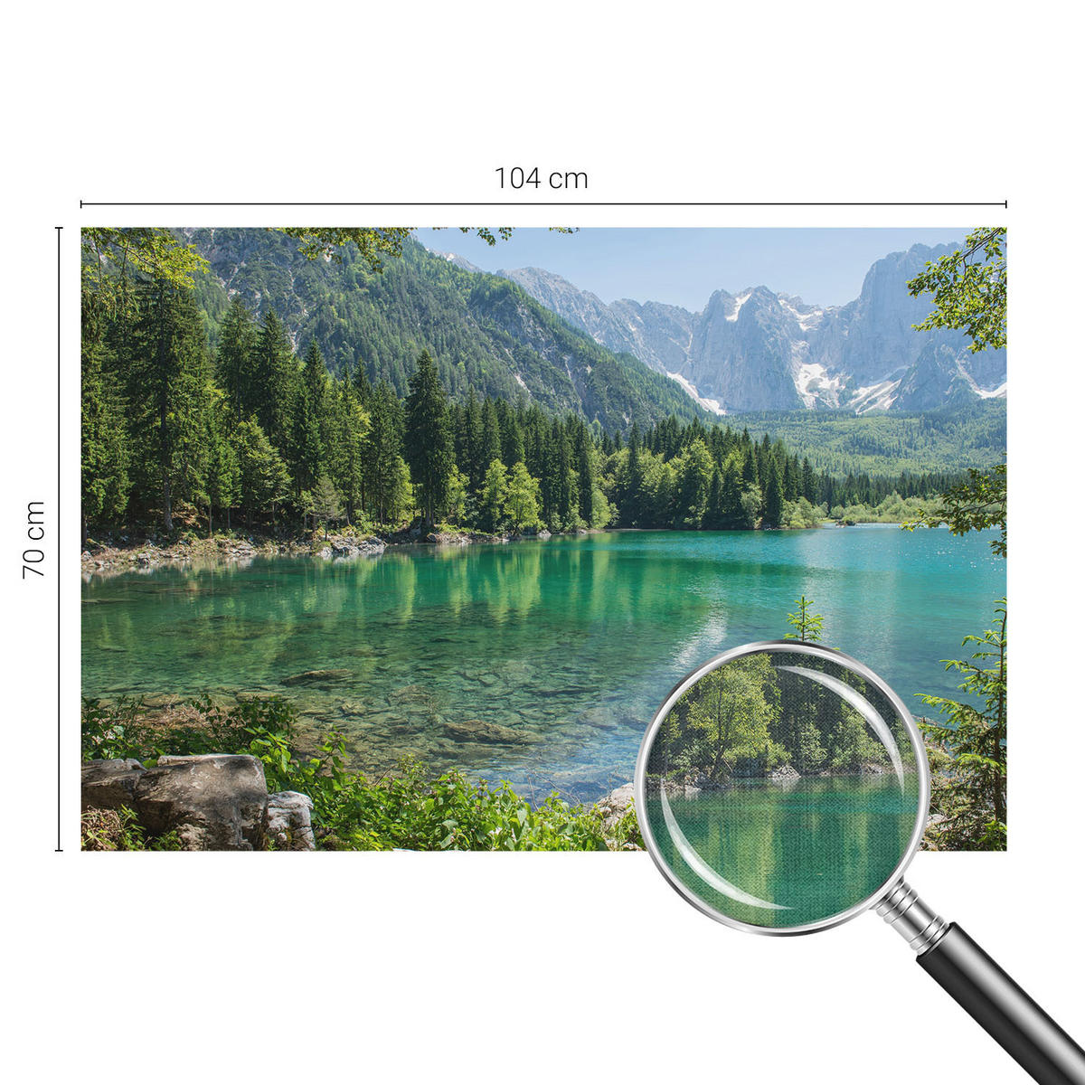 FOTOTAPETE 104x70 cm - Grüner See - Grün, Textil (104/70cm) - Wallfluent