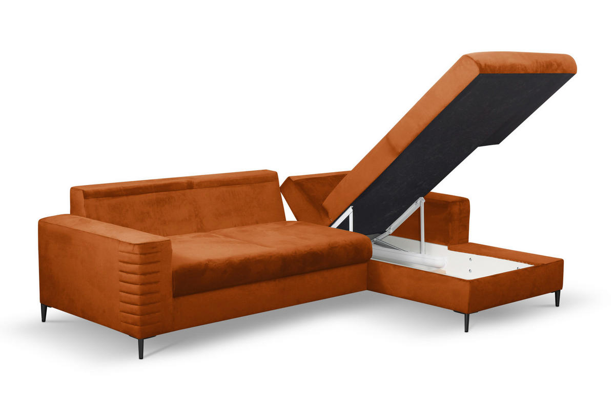ECKSOFA NITRO R Orange (Velluto 33) - Orange, Holzwerkstoff (253/165cm) - Möblo
