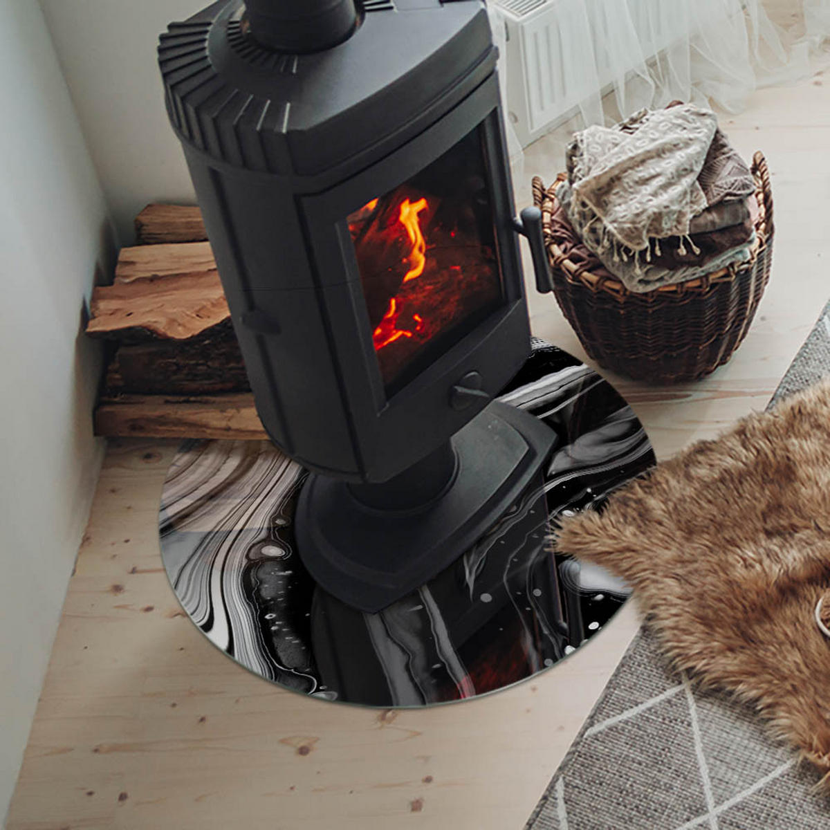 GLASPLATTE für Kamin Ø 60 cm - Multicolor, Glas (60/60/0.4cm) - TULUP