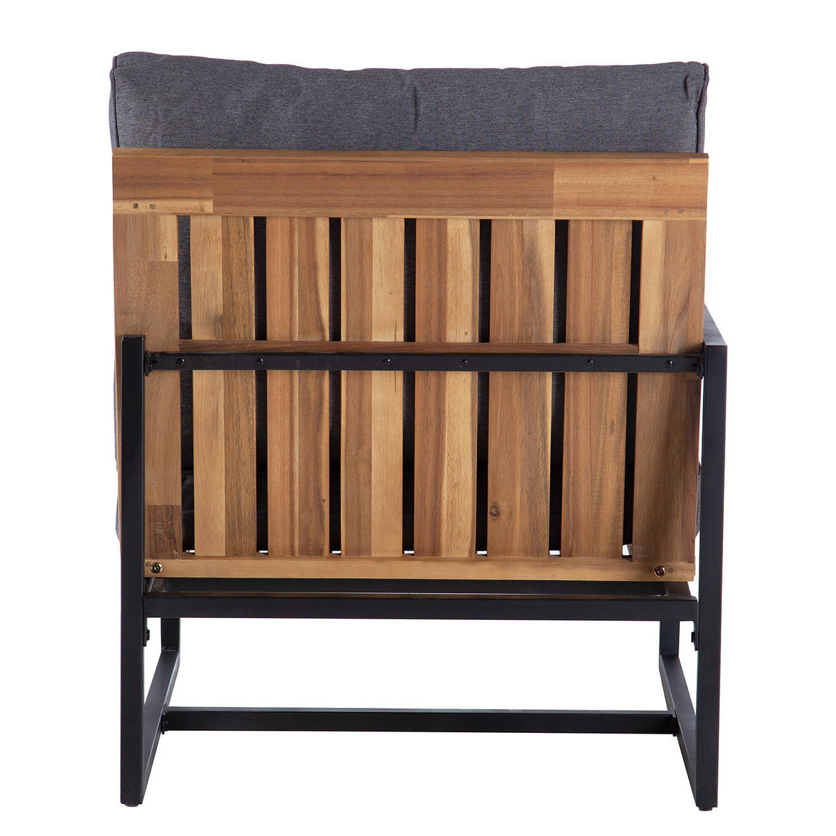 LOUNGEECKE - Polyester / Akazie massiv - Grau / Braun - Braun/Grau, Holz/Textil (68/79/74cm) - home24