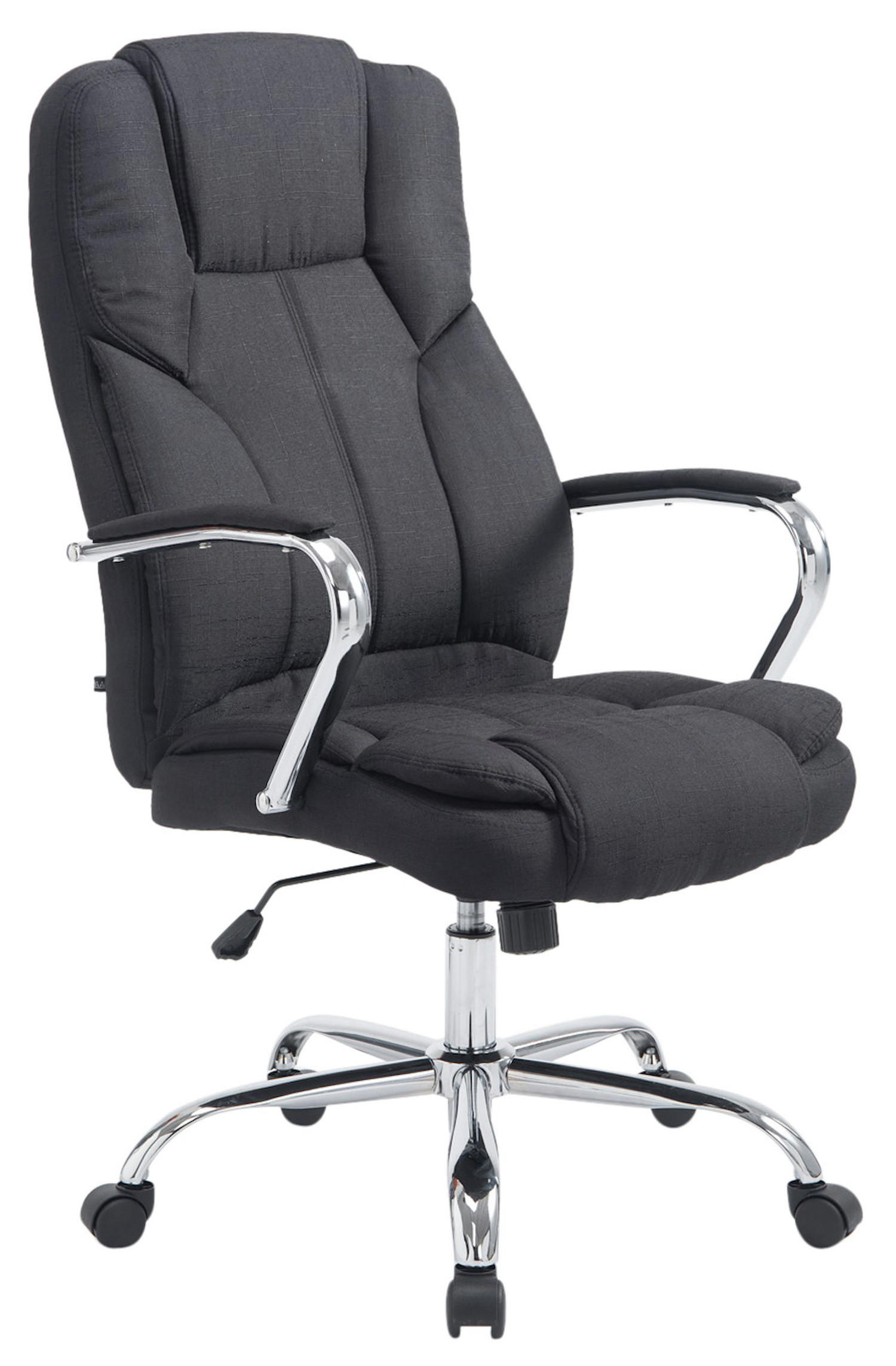 BÜROSTUHL Xavier, Stoff Schwarz - Schwarz, Textil/Metall (62/125/70cm) - TPFLiving