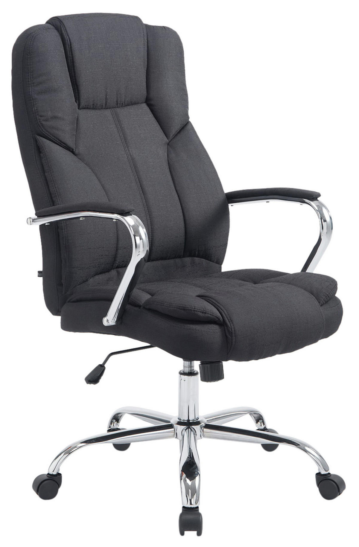 BÜROSTUHL Xavier, Stoff Schwarz - Schwarz, Textil/Metall (62/125/70cm) - TPFLiving