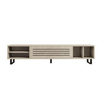 TV-MÖBEL mit 1 klapptür und 4 fächern, travertin-dekor- safir 160/40/35 cm - Beige, Holzwerkstoff (40/35/45cm) - Calicosy