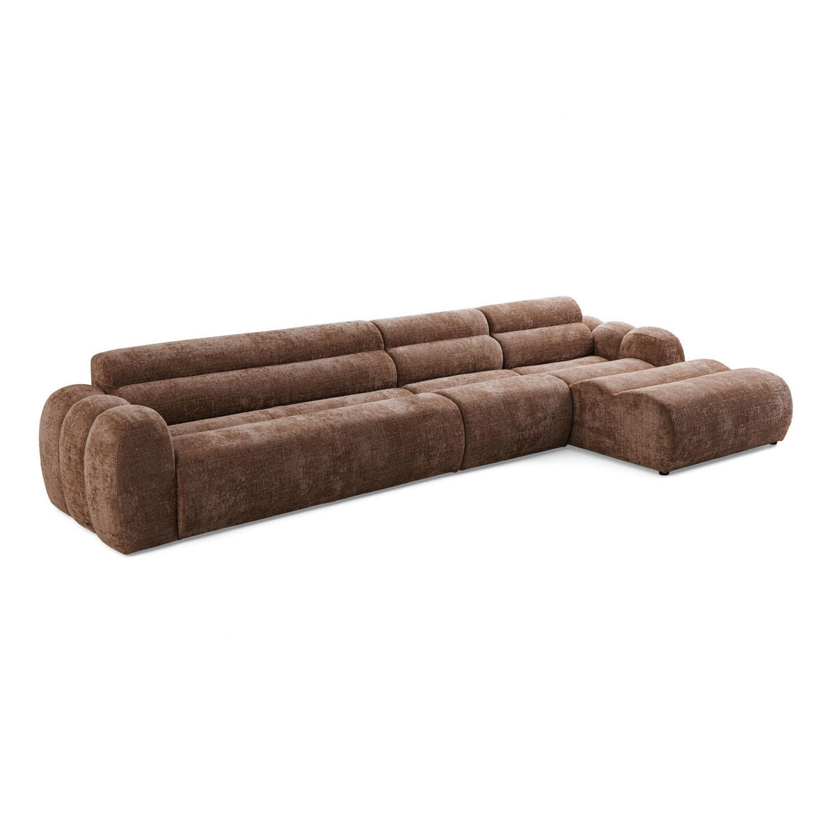 5-SITZER modulares Ecksofa VEER SET 2 Rechts, 175x379 cm, Chenille Webstoff Orange - Schwarz/Orange, Holz/Kunststoff (175/379cm) - Muffo