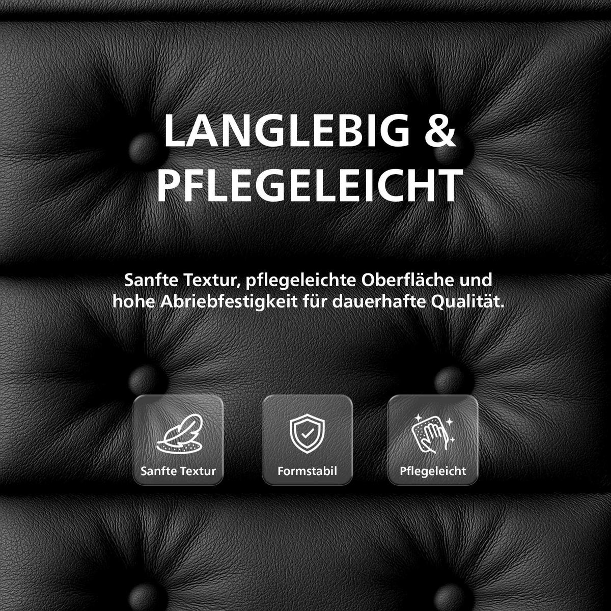 CHEFSESSEL Echtleder Schwarz - Chromfarben/Schwarz, Leder/Metall (60/111/65cm) - CLP