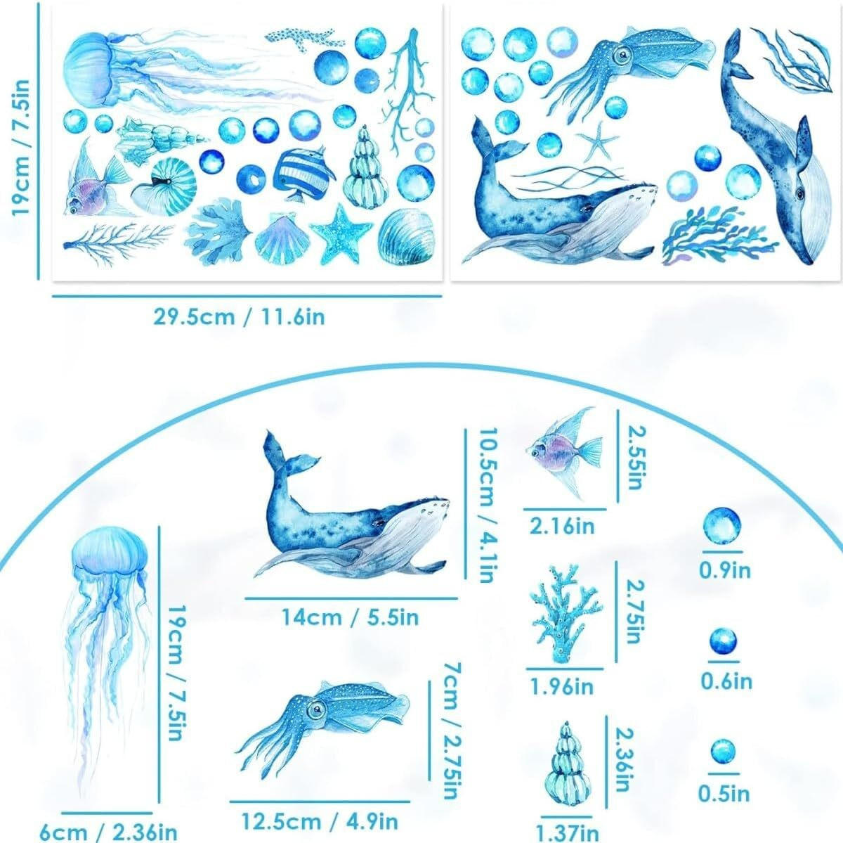 WANDAUFKLEBER Leuchtfische, Unterwasserwelt, Phosphoreszierend - Weiß, Kunststoff (60/1/20cm) - Authentics