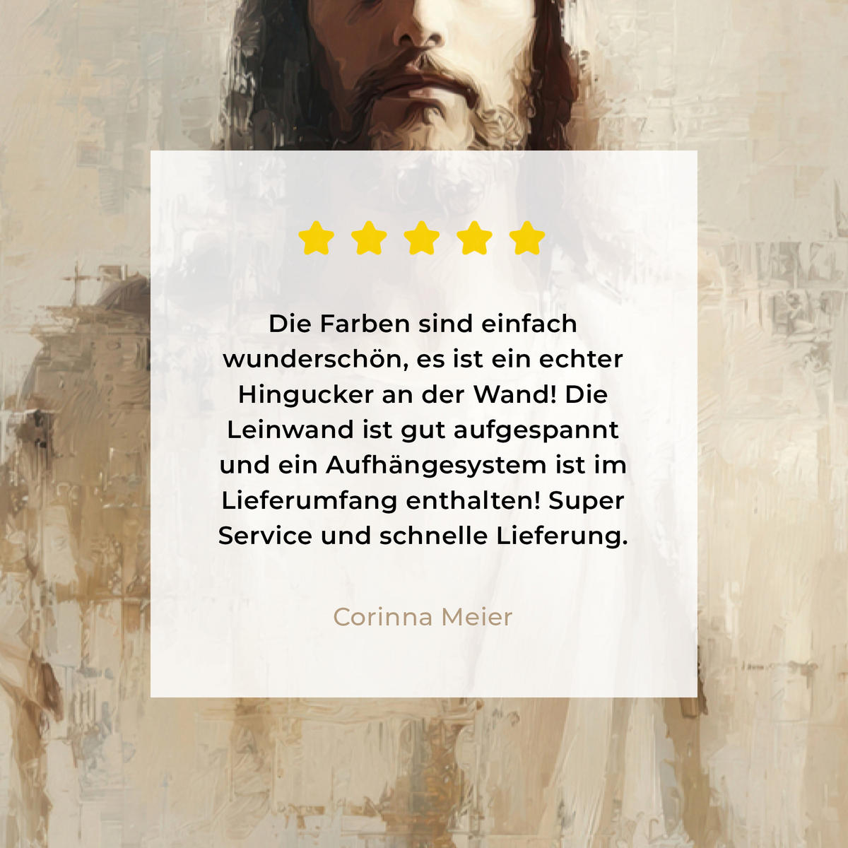 LEINWANDBILD Porträt - Abstrakt - Jesus - Beige Deko XXL 80x120 cm - Beige, Textil (80/120cm) - MuchoWow