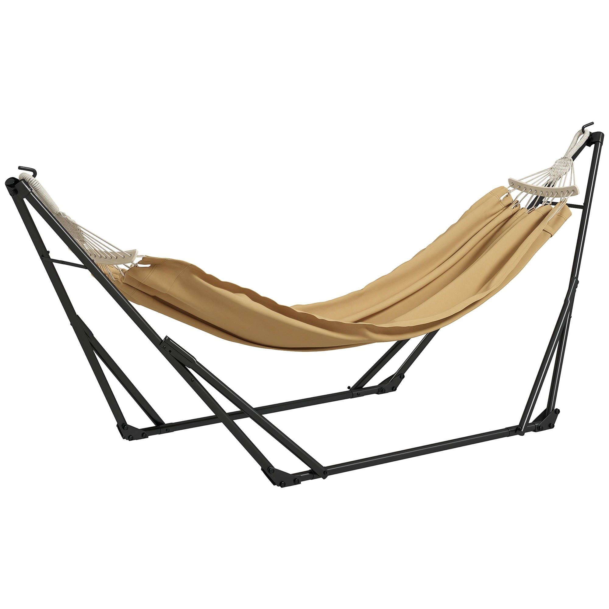 HÄNGEMATTENGESTELL DE-15271 2-in-1 klappbar mit Tasche Khaki - Mokka, Metall (263/89/100cm) - ComfortXL