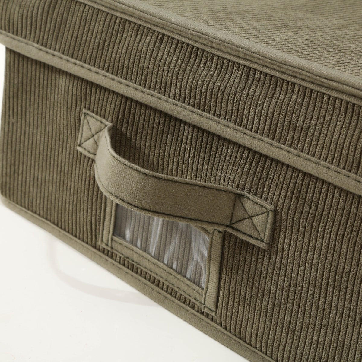 AUFBEWAHRUNGSBOX mit deckel aus kordstoff in khaki - 31,5/48/15 cm - Grün, Textil (33.5/48/15cm) - Calicosy