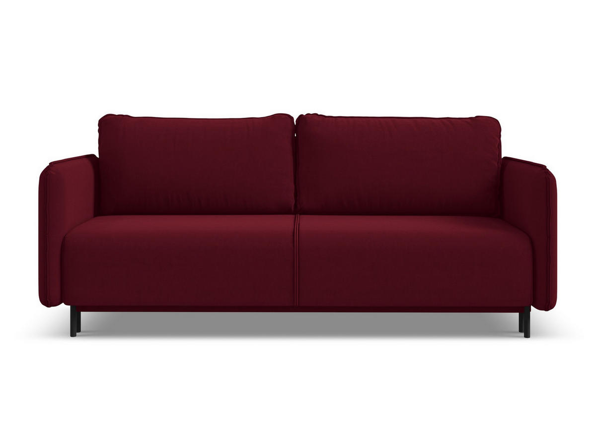 3-SITZER SOFA mit Schlaffunktion Samt Stoff Rot - Bordeaux/Rot, Holz/Textil (226/90/92cm) - Makamii