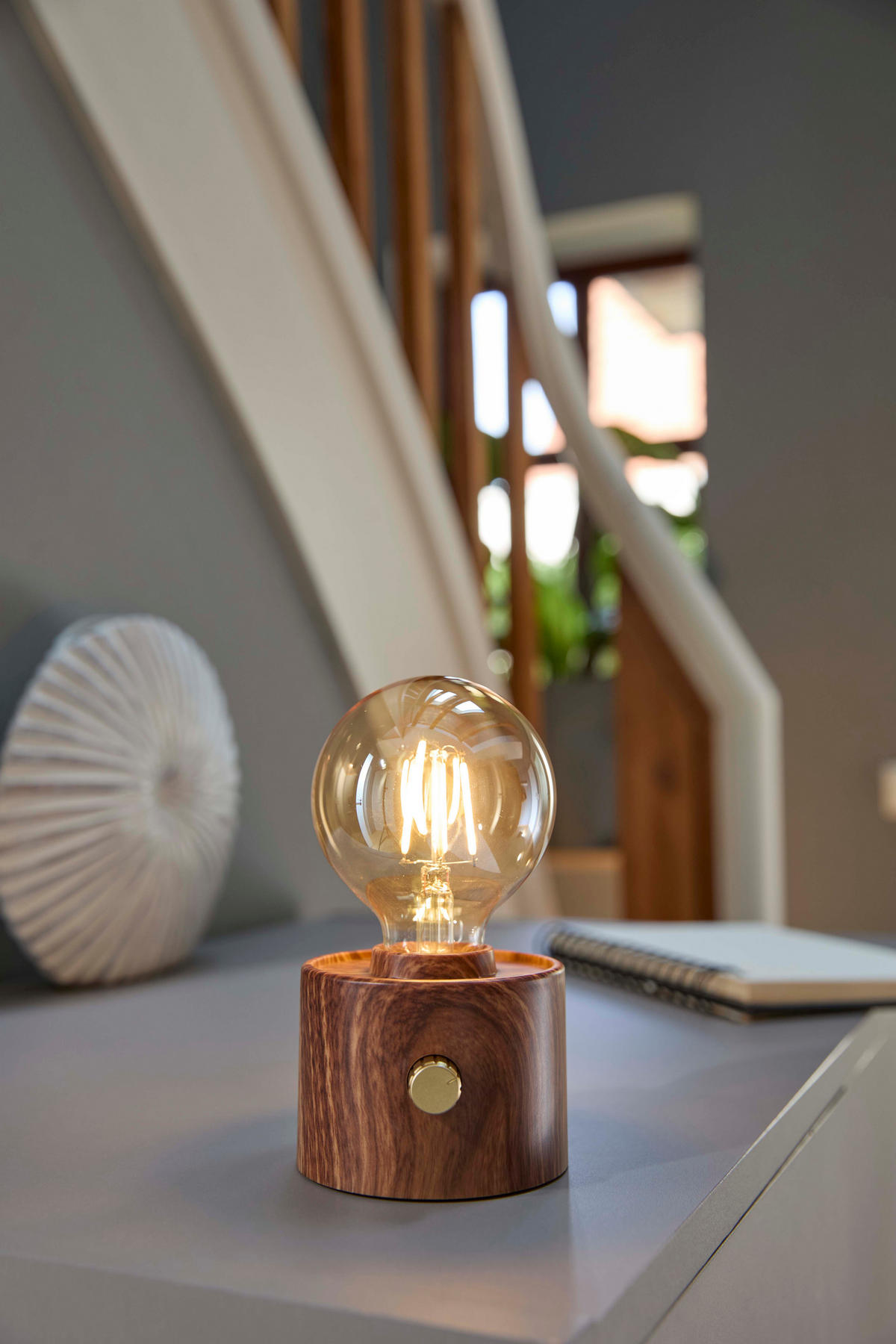 LED-TISCHLAMPE Vintage Edison dimmbar 10x9x16cm Walnuss - Braun, Kunststoff (10/8.7/16cm) - Northpoint