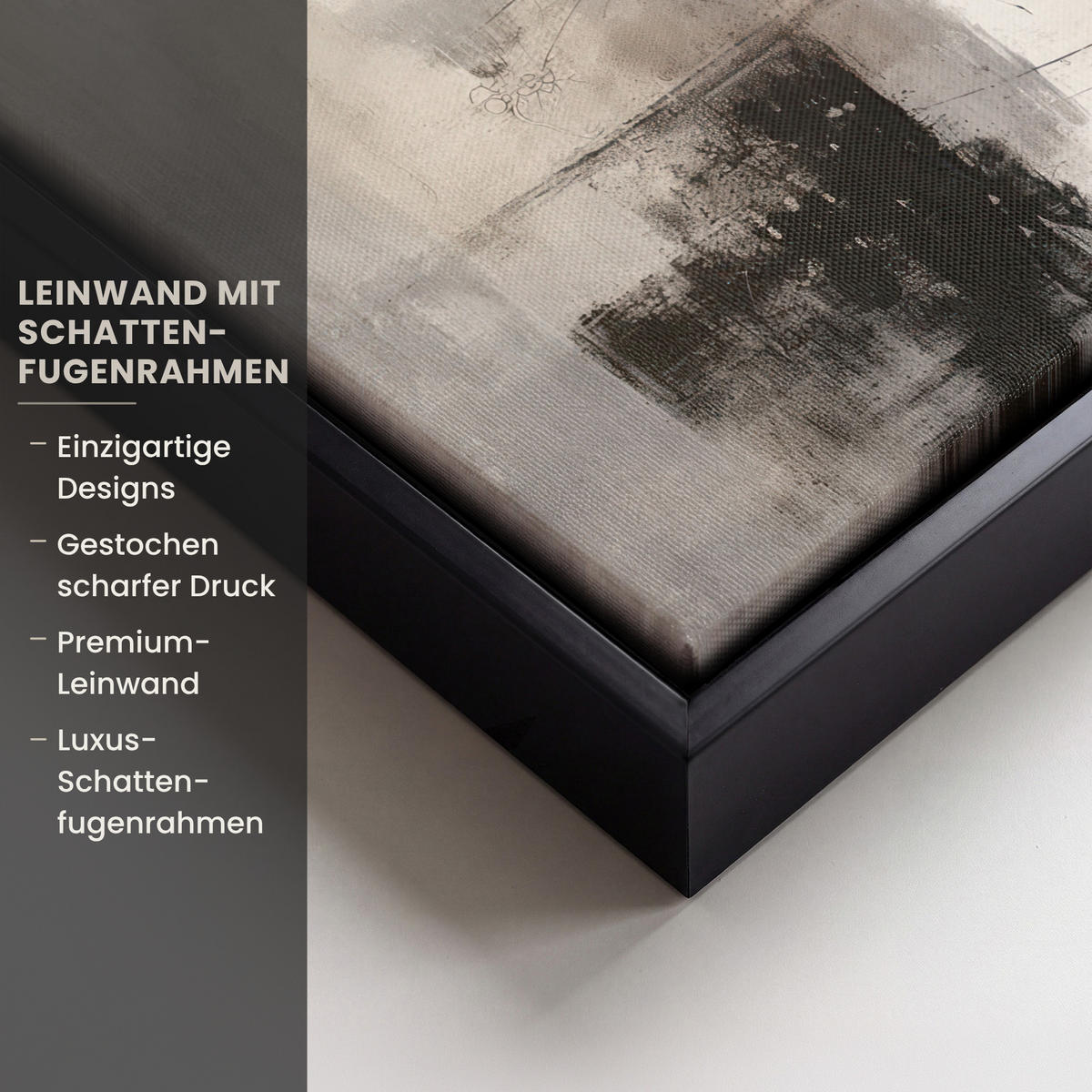 LEINWAND Bilder mit Rahmen - Abstrakt - Kunst - Grau - 20x30 - Hellgrau, Textil (20/30cm) - MuchoWow
