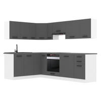 KÜCHE L-Form Janet, mit Arbeitsplatten, Silber matt - Dunkelgrau, Holz (360/204/60cm) - B BELINI GROUP