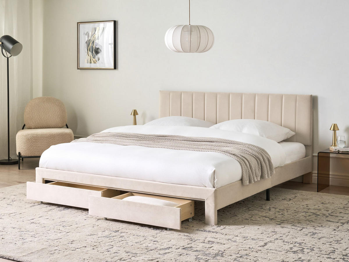 BETT 180/200 cm Beige Lonzac - Beige, Textil (180/200cm) - Beliani