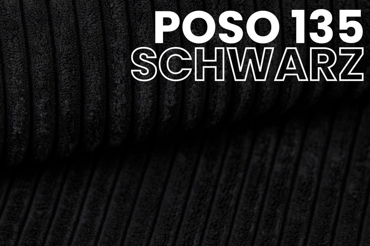 BOXBETT ROBERTO 100/200 in Cord Schwarz H4 links - Schwarz, Holz/Holzwerkstoff (100/200cm) - Deine Möbel 24