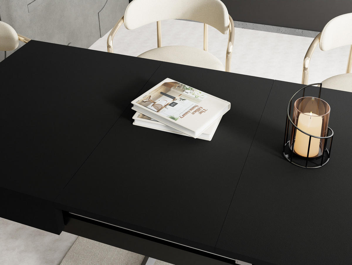 COUCHTISCH Cavetta X höhenverstellbar ausziehbar, Schwarz 120-200/80/27-76 cm - Schwarz, Holzwerkstoff/Metall (80/120/76cm) - WFL GROUP