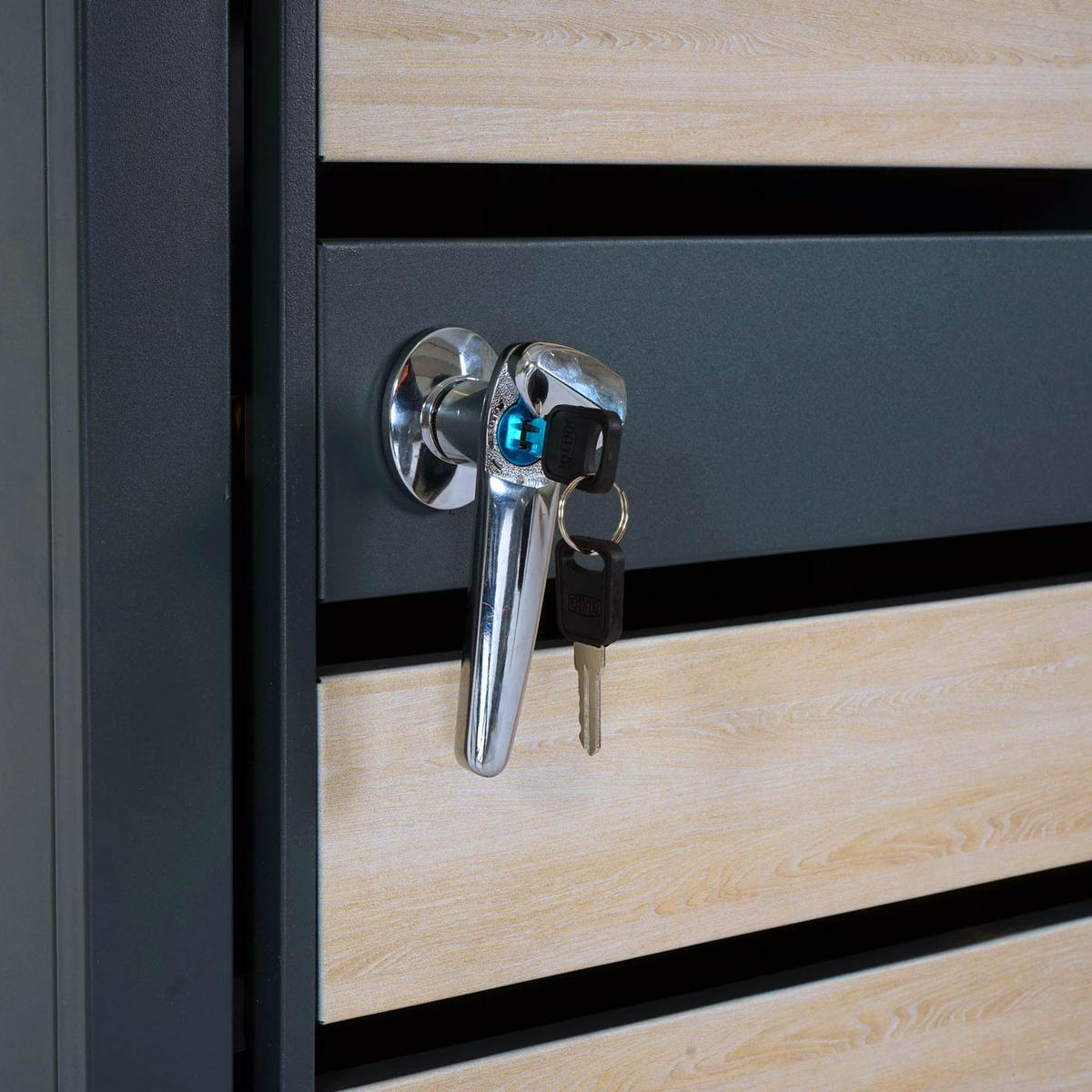 MÜLLTONNENBOX 2er mit Pflanzkasten 125x132x80cm Anthrazit Buche-Holzoptik erweiterbar - Hellbraun, Metall (132/125/80cm) - PROREGAL