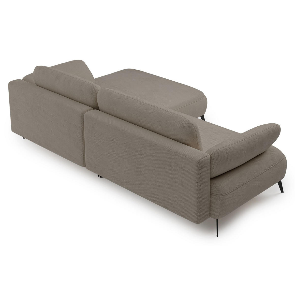 ECKSOFA Avolla Dunkelbeige rechts - Schwarz/Cappuccino, Textil/Metall (186/284cm) - Selsey
