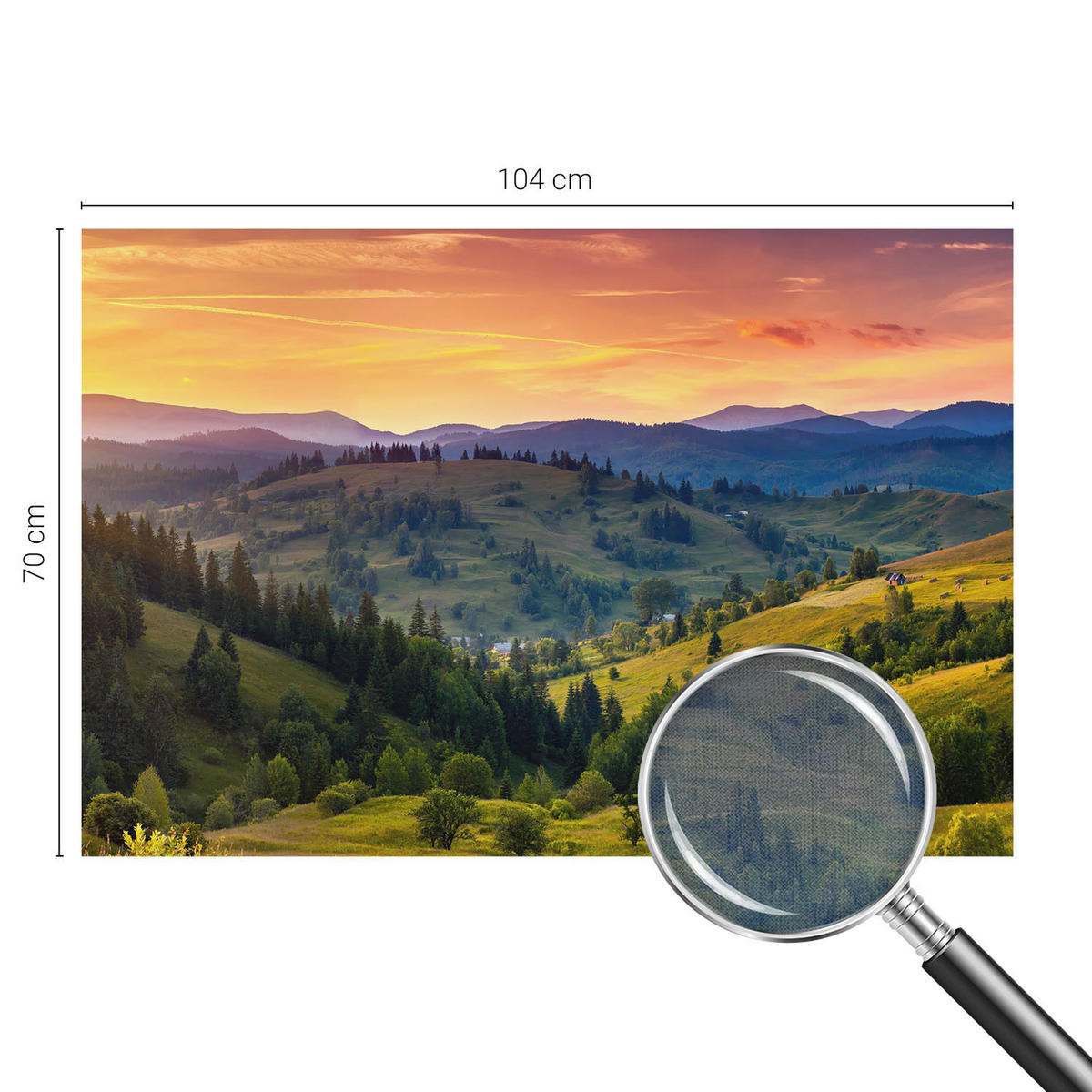 FOTOTAPETE 104x70 cm - Berglandschaft - Gelb, Textil (104/70cm) - Wallfluent