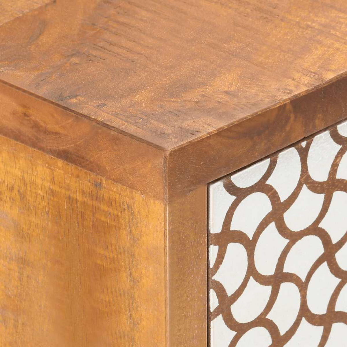 SIDEBOARD Mit Druckmustern 90/30/70 Cm Massivholz Mango - Braun, Holz (30/70/90cm) - vidaXL