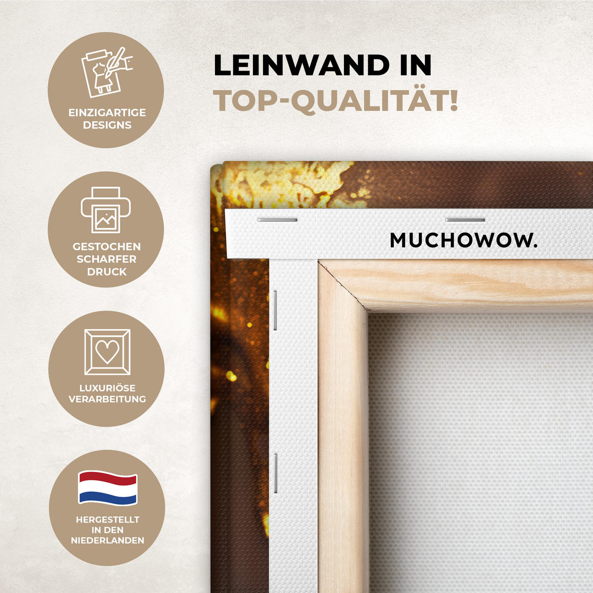LEINWANDBILD Frau - Gold - Luxus - Porträt 40x30 cm - Goldfarben, Textil (40/30cm) - MuchoWow