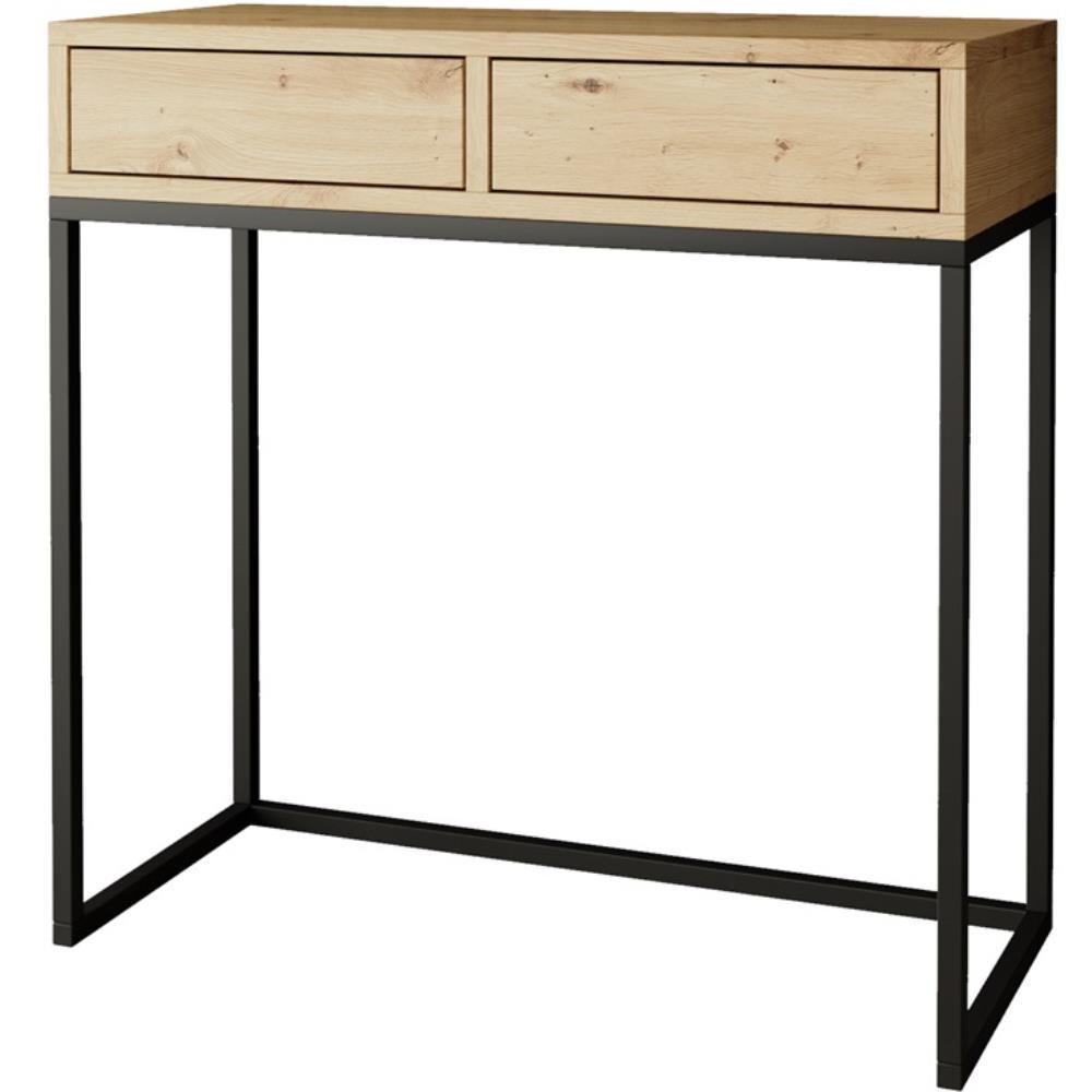 Beautysofa Konsolentisch Eiche Artisan, Schwarz 80x85x35 cm