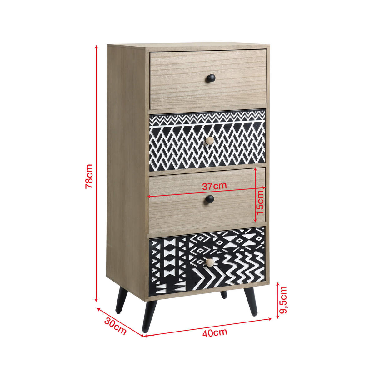 KOMMODE Braun 30/40/78 cm - Braun, Holzwerkstoff (30/78/40cm) - Mobili Rebecca