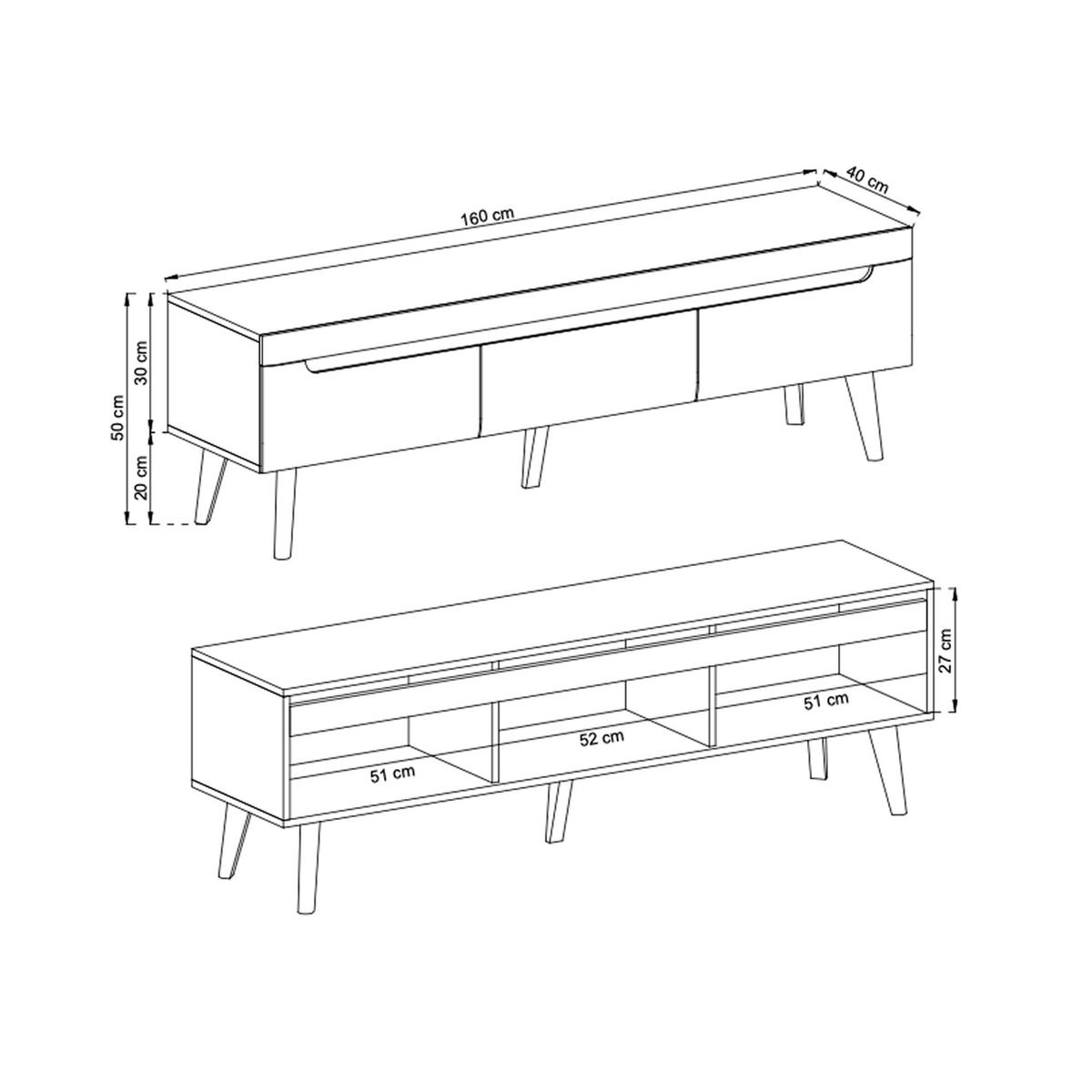 TV-SCHRANK Balia 160x50x40 cm - Lowboard mit Stauraum - Tv Ständer aus Laminierter Spanplatte - Weiß - Weiß, Holzwerkstoff (154/56/39cm) - Chilly