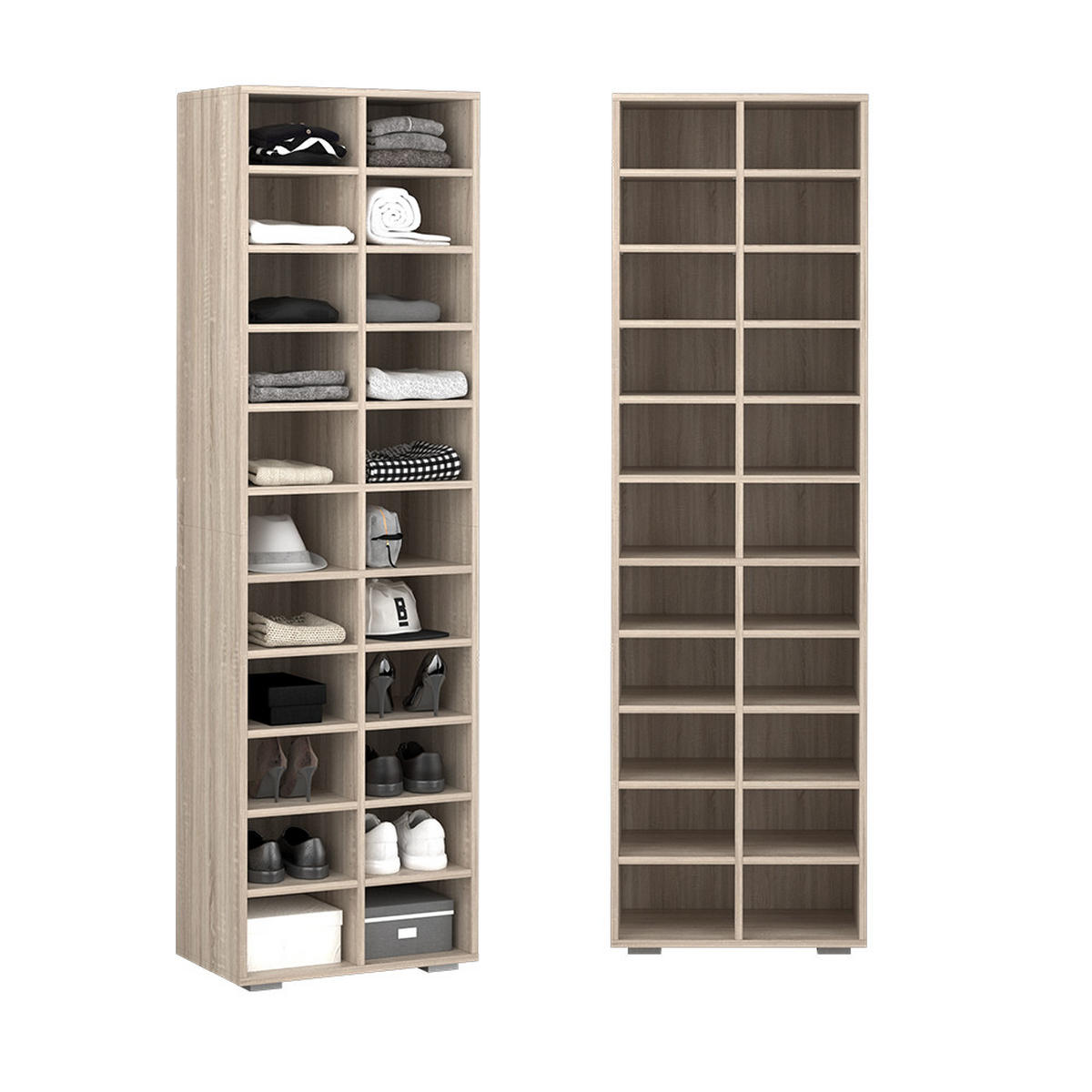 SCHUHSCHRANK Paris Sonoma 52.4 x 183.3 cm 22 Fächer - Sonoma Eiche, Holzwerkstoff (52.4/183.3/33.3cm) - Vicco