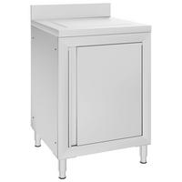 KÜCHENSCHRANK Gewerbe Mit Abtropffläche Edelstahl - Silberfarben, Metall (60/96/60cm) - vidaXL
