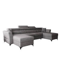 WOHNLANDSCHAFT Ribella Grau 345/180/100 cm mit Schlaffunktion - Hellgrau/Schwarz, Textil/Metall (345/100/180cm) - AX Living