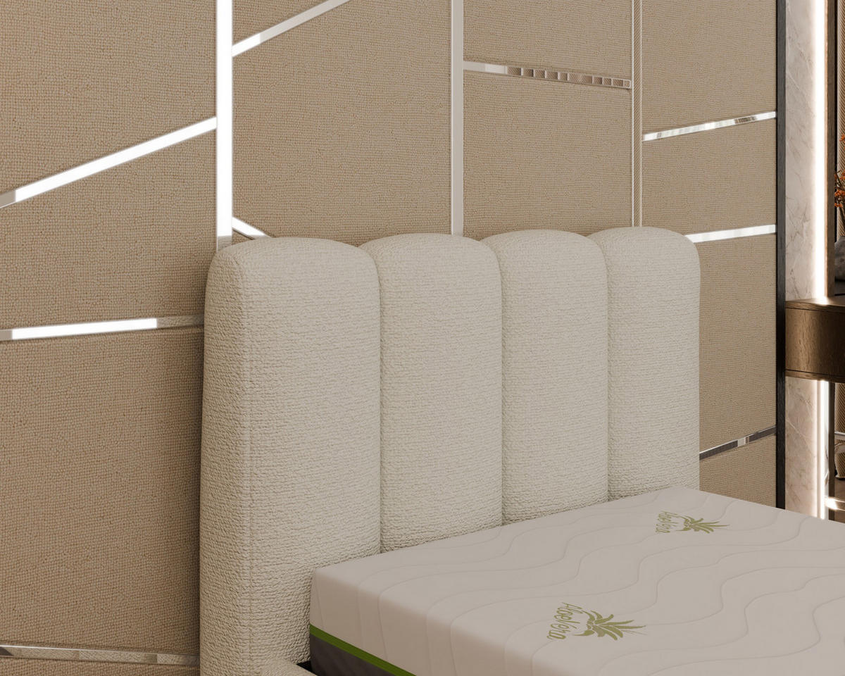POLSTERBETT Zaira 100x200cm – Elegantes Polsterbett für modernen Wohnstil , ohne matratze, creme - Creme, Holz (100/200cm) - Homesy