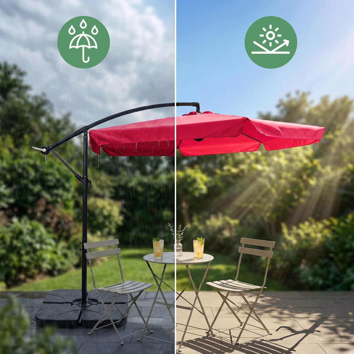 SONNENSCHRIM Rot 245/300 cm - Rot/Schwarz, Metall (300/300cm) - Akord