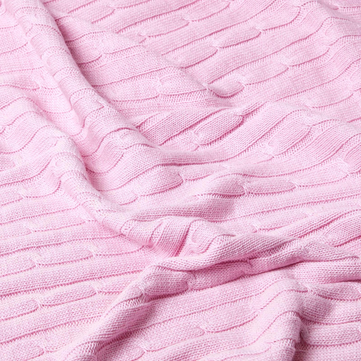 STRICKDECKE 150/200 cm, Baumwolle mit Rautenmuster - Rosa, Textil (150/200cm) - Homescapes