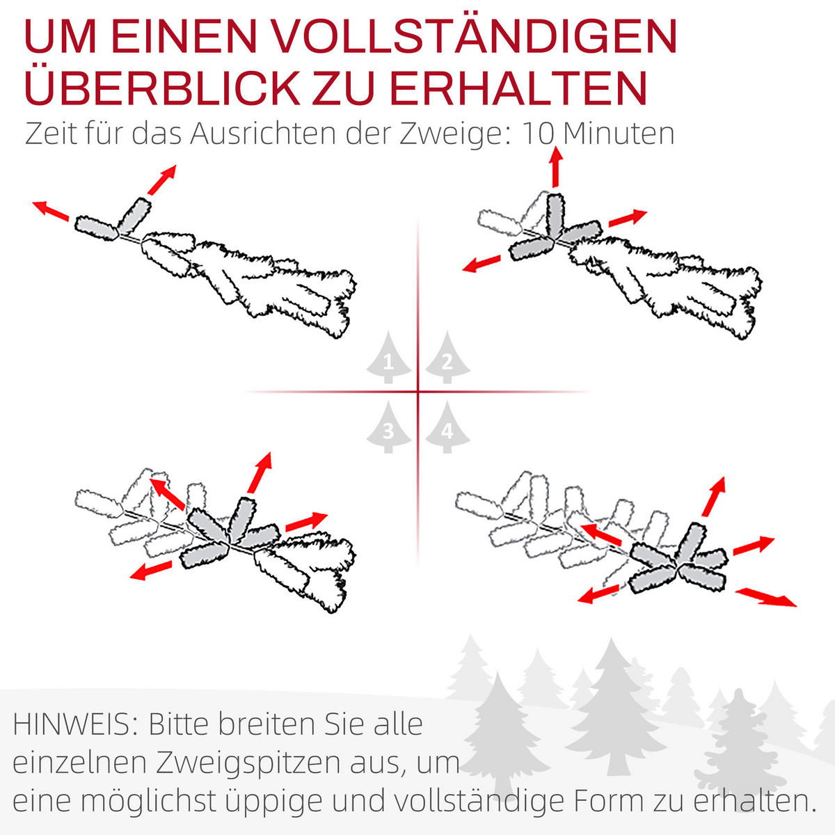 KÜNSTLICHER Weihnachtsbaum, 150 cm Christbaum mit 1724 Spitzen, Metallständer - Grün, Kunststoff (150cm) - HOMCOM