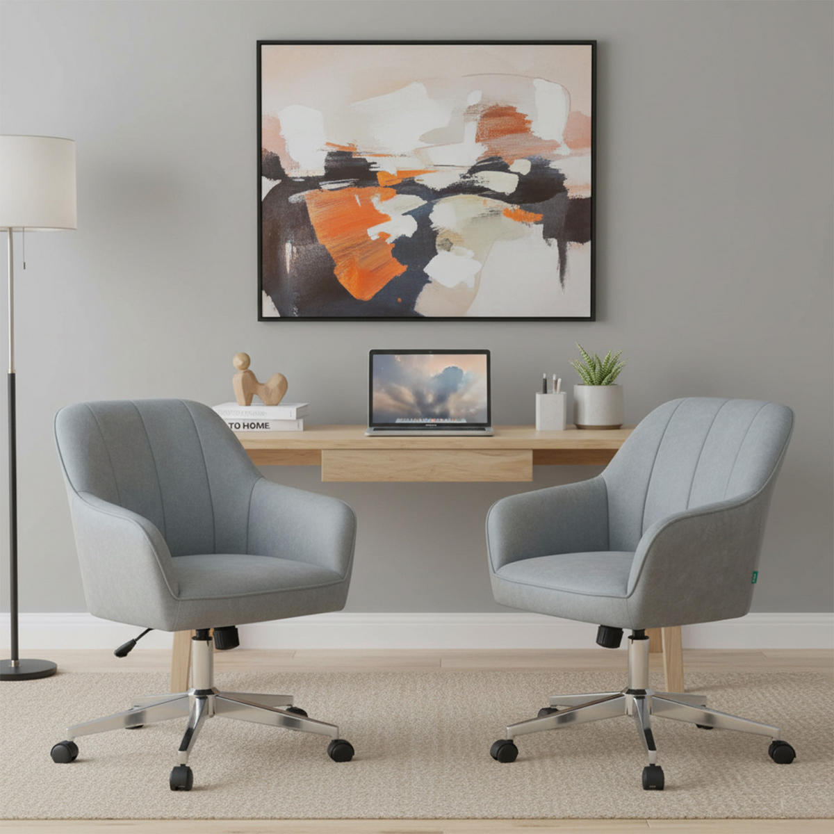BÜROSTUHL Mika-Lian - Chromfarben/Hellgrau, Textil/Metall (60/84/65cm) - DUBI Möbel