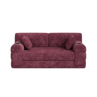 2-SITZER-SOFA – Cord, Metallrahmen, Becherhalter, kompakt, Weinrot - Weinrot, Textil (80/81/168cm) - KOMHTOM