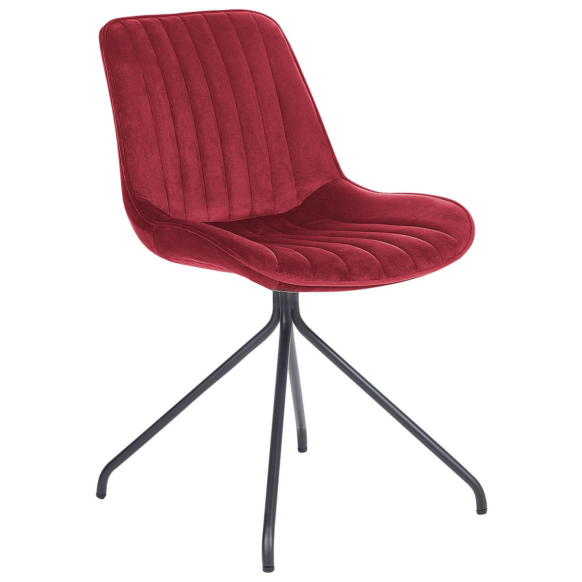 ESSZIMMERSTUHL 2er-Set Samtstoff Rot Navasota - Rot, Textil/Metall (47/83/62cm) - Beliani