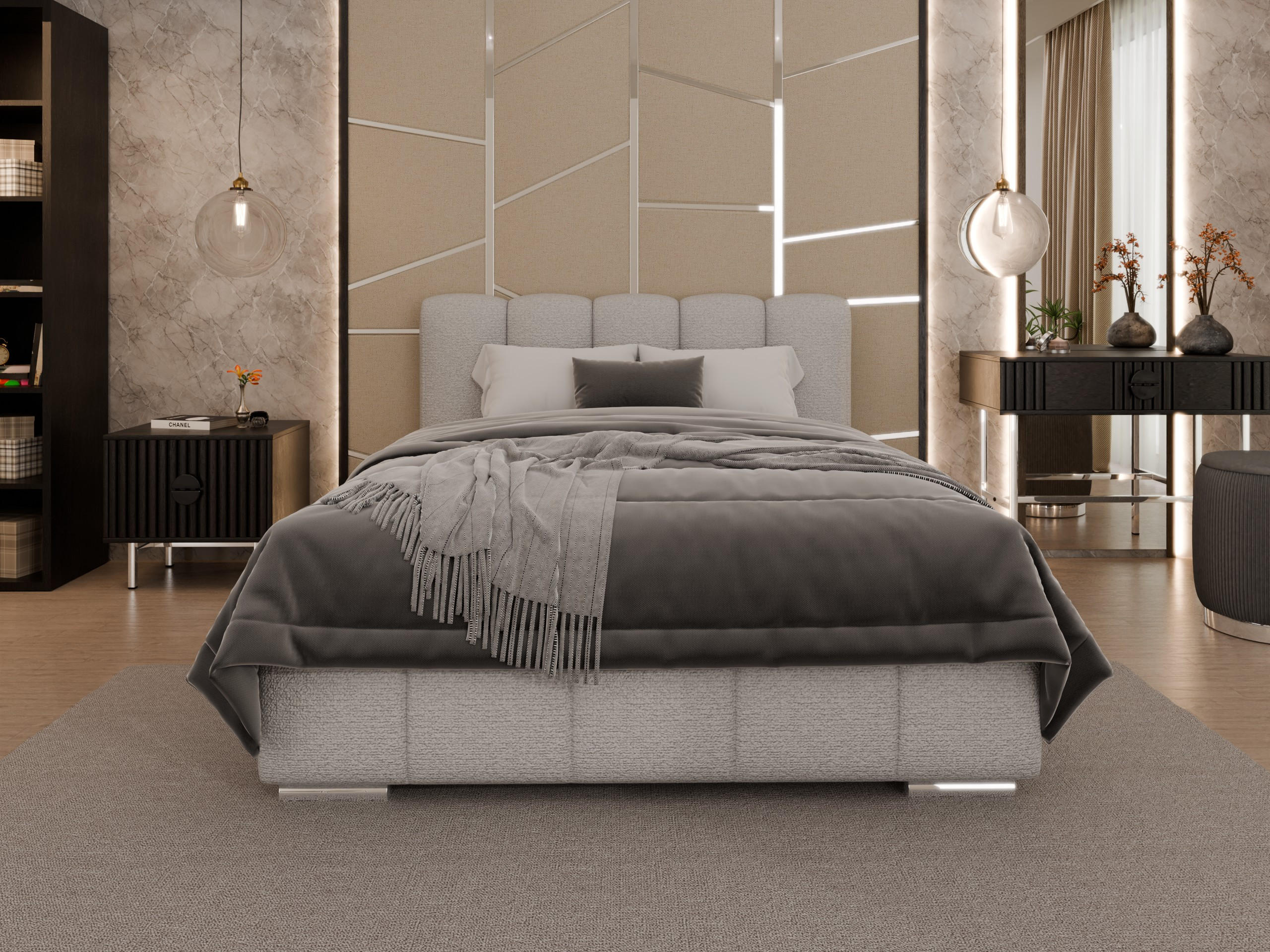 POLSTERBETT Zaira 140 x 200 cm mit Bettkasten und Lattenrost taschenfederkernmatratze mit kokos 19cm - cappuccino - Cappuccino, Holz (140/200cm) - Panda Möbel