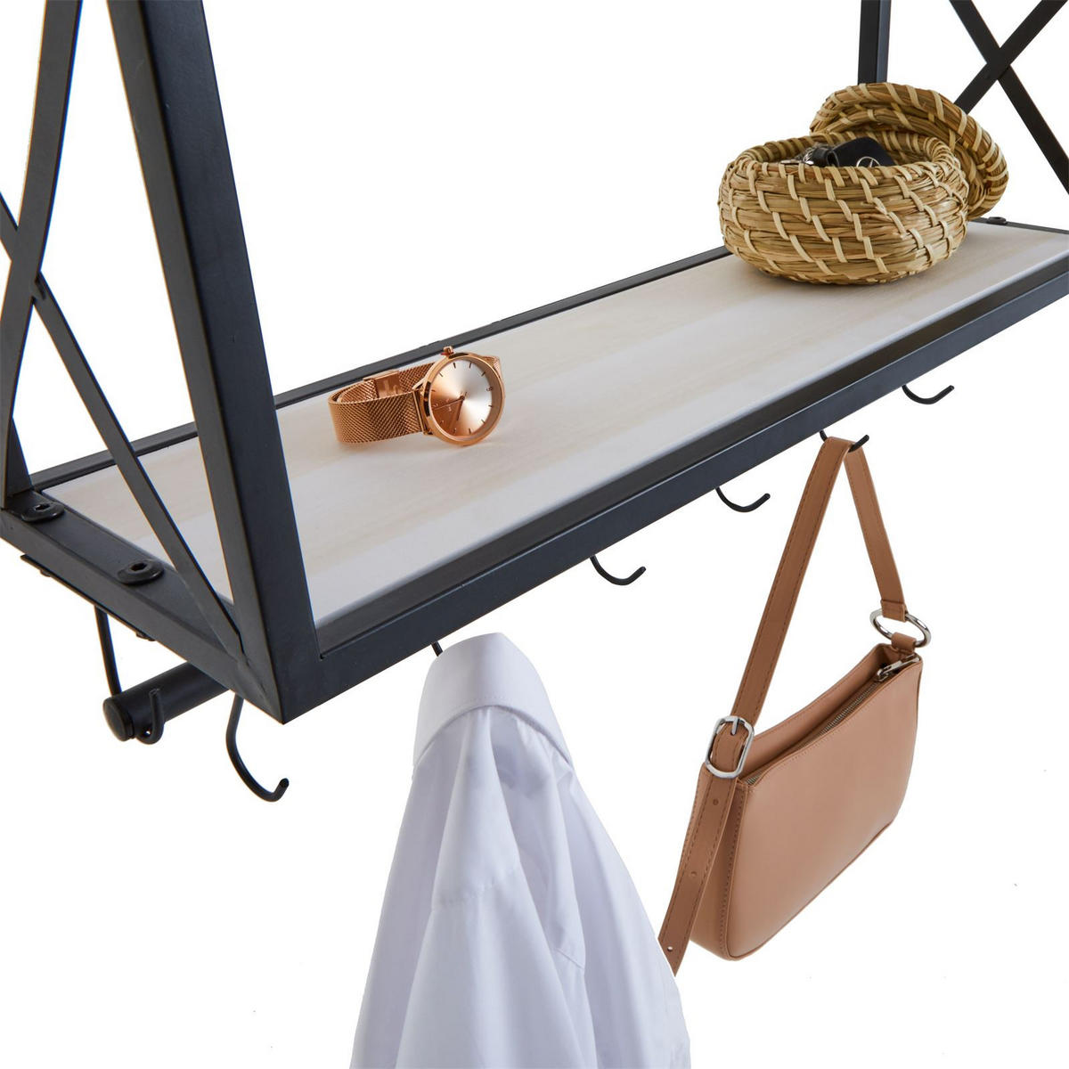 WANDGARDEROBE ARMANDO - Schwarz/Weiß, Metall (62/35/20cm) - CARO-Möbel