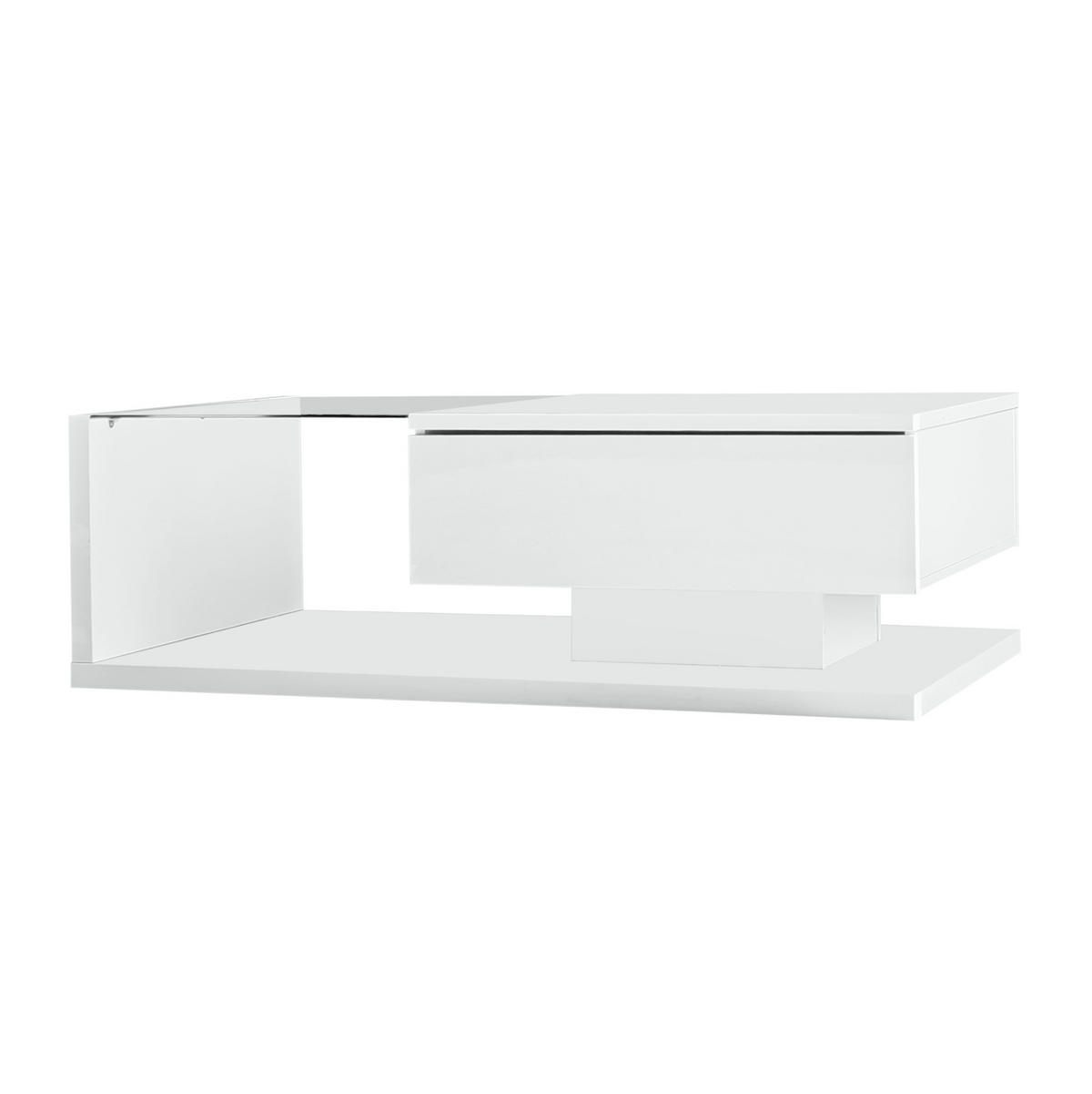 COUCHTISCH aus Spanplatte und Glas 105x55x32,5 cm in Weiß mit LED-Beleuchtung - Weiß, Holzwerkstoff (105/55/32.5cm) - Modfu