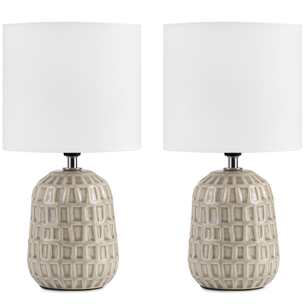 TISCHLAMPE STANDI 2-er Set, Creme - Creme, Keramik/Textil (17/17/32cm) - KONSIMO®
