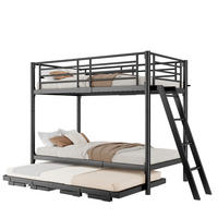 ETAGENBETT aus Metall 90x200 cm Schwarz mit ausziehbarem Unterbett - Schwarz, Metall (90/200cm) - Modfu