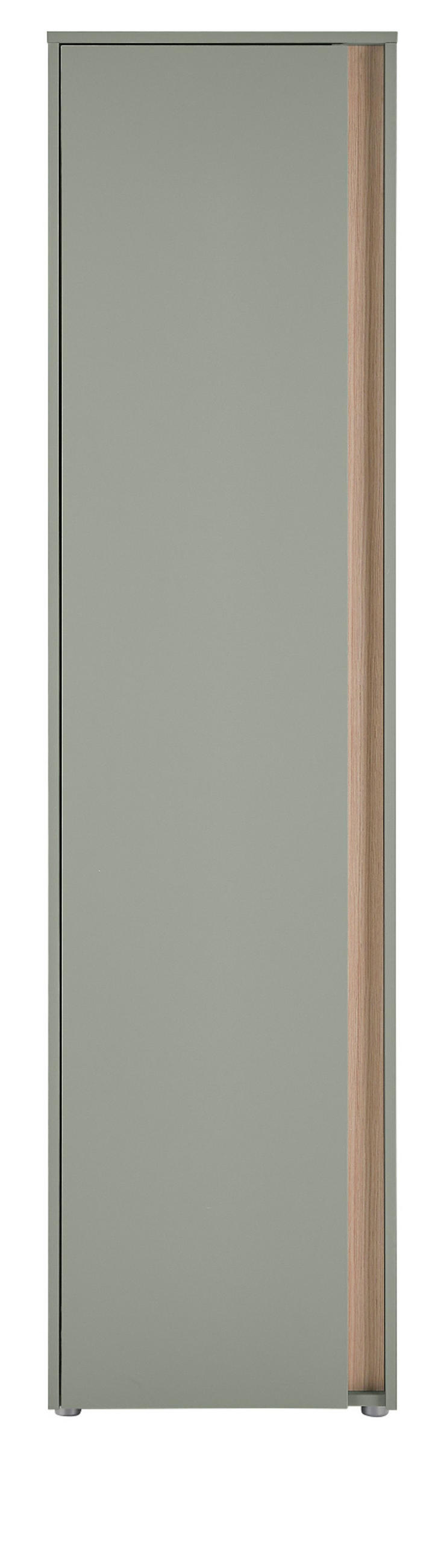 SCHUHSCHRANK in Salbei Grün und Eiche, großer Flurschrank 50 x 200 cm, variabel bis 10 Fächer - Salbeigrün/Eichefarben, Holz/Holzwerkstoff (50/200/40cm) - Furn.Design