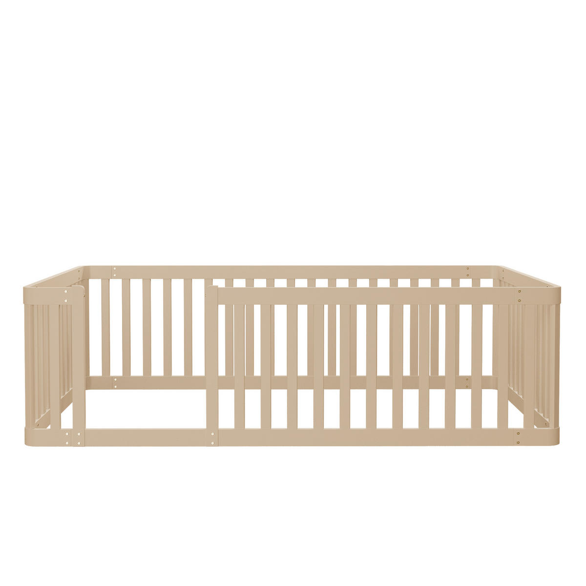 BODENBETT 90/200 cm DE-03458, mit Zaun, in Natur - Creme, Holz (90/200cm) - ComfortXL