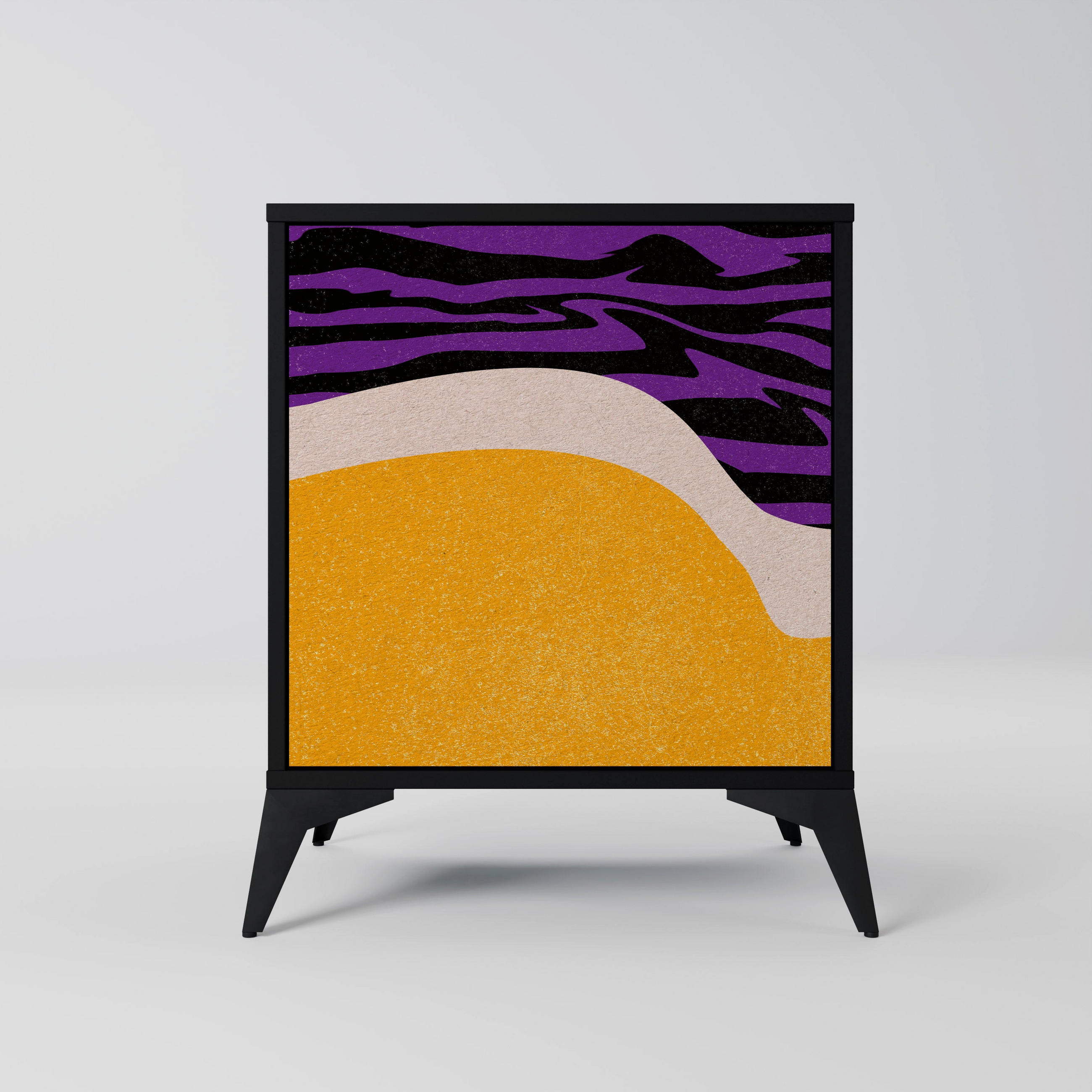 SIDEBOARD INDEPENDENT BORDER, Schwarz, 57,5x42x70,5 cm, Schwarze Metall-Sternfüße - Multicolor/Schwarz, Holzwerkstoff/Metall (57.5/70.5/42cm) - SpaceRebels
