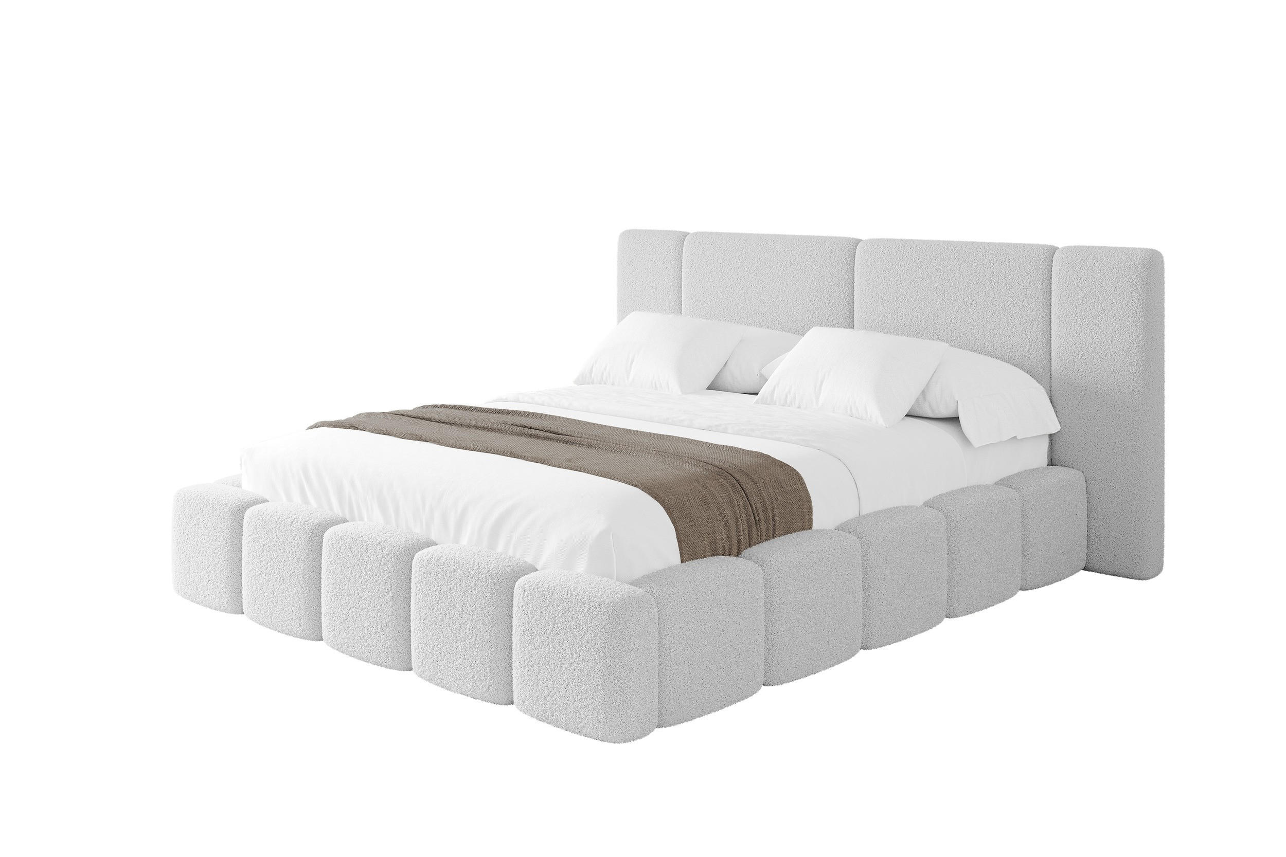 POLSTERBETT mit Bettkasten und Lattenrost, Boxbett ohne Matratze - NILO 180x200 Hellgrau - Taupe, Holzwerkstoff/Textil (180/200cm) - ALTDECOR